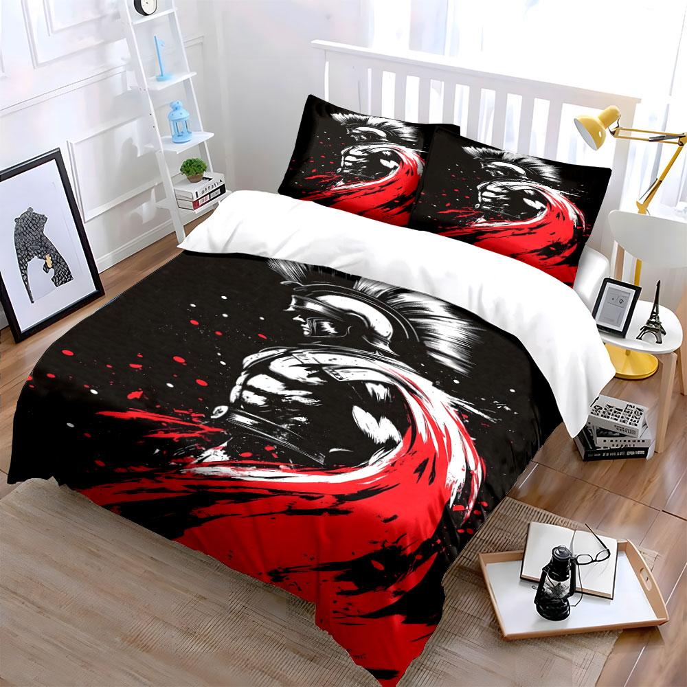 Spartan warrior with cape. Bedding sets Duvet cover sets Duvet covers Pillowcases(1*Duvet Cover 2*Pillowcases without duvet insert)