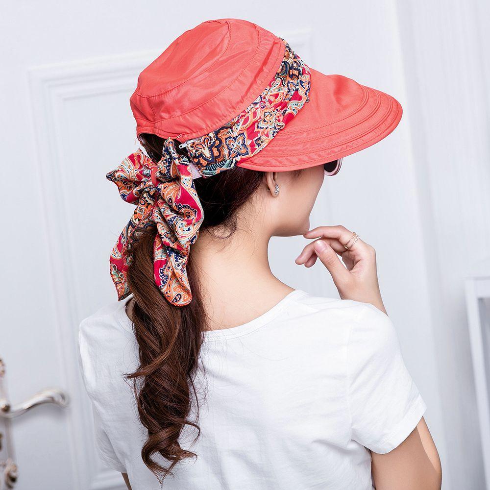 Women Fashion Outdoor Riding Wide Brim Anti-UV Sun Hat Beach Cap Sun Visor Hat Floral Print Caps