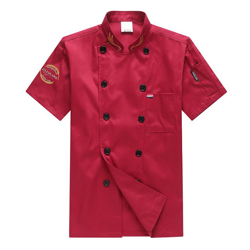 New Unisex Chef Uniform Hotel Kitchen Work Clothes Short Sleeved Chef Restaurant Uniform Cooking Shirt Jacket+Hat+Apron