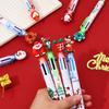 5Pcs Christmas Mini 4 Color Ballpoint Pen Cute Cartoon Elk Santa Claus 6 Color Retractable Pen Student Stationery Supplies