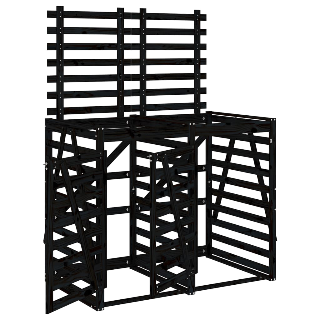 2 Ton Waste Bin Enclosure Black Solid Pine Wood