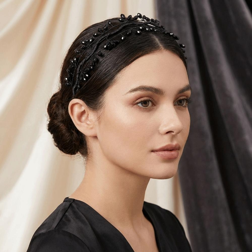 Woven Wire Crystal Leaf Branch Headband Rhinestone Headpiece Super Temperament Hair Hoop Women