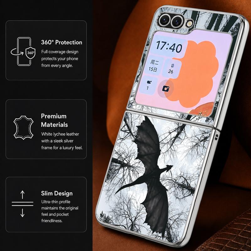 Чехол с пляжным аниме-пейзажем для Samsung Z Flip 8 7 6 5 Гибридный 3-в-1 Кожаная накладка с металлическим ободком Жесткая складная крышка для телефона для Galaxy Z Flip8 Flip7 Flip6