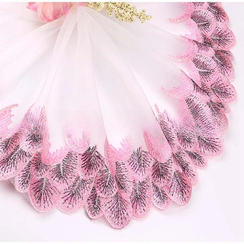 Flower Lace Trim 19cm Sequin Embroidered Lace  Ribbon For Dress /Wedding/ Garment DIY Sewing Decor Accessories 10 Yards