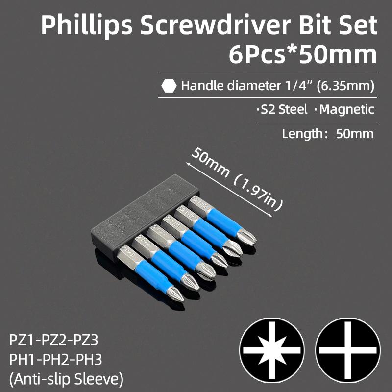 Нескользящие отвертки с крестовой головкой, крестообразная дрель, магнитная отвертка 1/4 дюйма, ручные инструменты PH1/PH2/PH3/PZ1/PZ2/PZ3