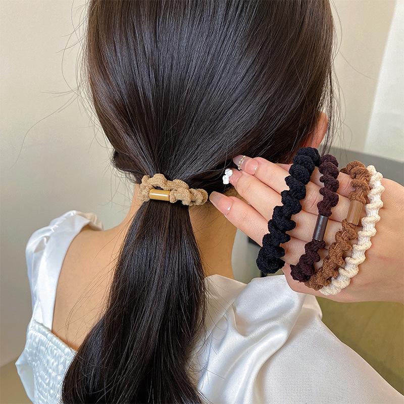 2024 Высокоэластичная прочная резинка для волос для женщин - новый стиль простая резинка для высоких хвостиков