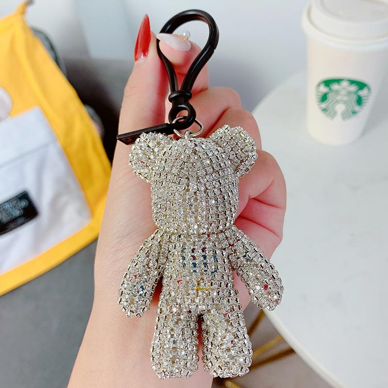 Симпатичные Роскошные Кристаллы Роскошный Мрачный Медведь Брелок Автомобильный Брелок Брелок Подвеска Женская Автомобильная Сумка Очаровательный Подвеска Подарки