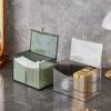 Light Luxury Storage Box Transparent Flap Lid Dustproof 2-grid Cotton Swab Lipstick Organizer Makeup Remover Accessories