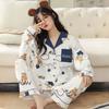 Spring And Autumn Two-Piece Ladies Pajamas Women Long-Sleeved Cardigan Imitation Cotton Home Wear Leisure Ladies Pajama Set