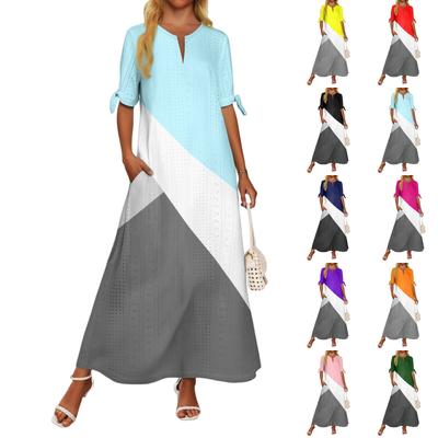 Женское повседневное модное темпераментное элегантное платье макси с принтом пэчворк на талии