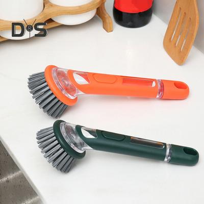 Щетка для мытья кастрюль с дозатором мыла, длинная ручка, отверстие для подвешивания, кухонная щетка, сковороды, кастрюли, раковина, щетка с добавлением жидкости