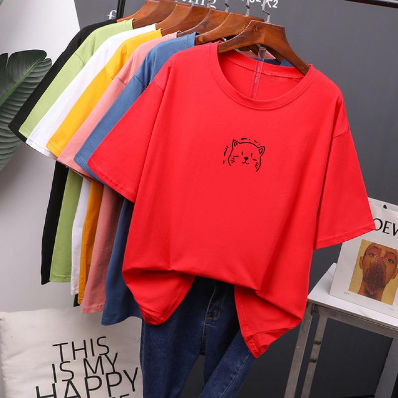 Kawaii Summer T Shirt Women Oversized Soft Tees Хлопок Loose Bouses Tops