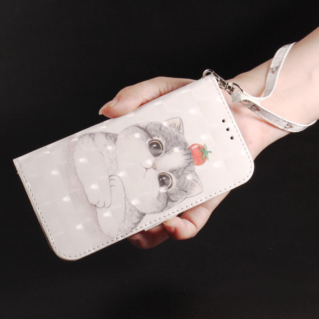 3D-картина Серо-Белый Толстый Кот с рисунком Кошелек из искусственной кожи с iPhone Samsung Umidigi Infinix TECNO... Подходит для более чем 900 моделей телефонов