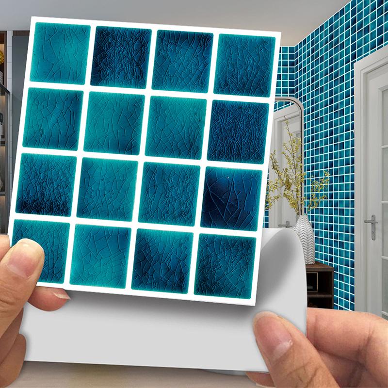 10x Household Kitchen Waterproof Creative Tile Stickers Three-dimensional Bright Film Mosaic Sticker Self-adhesive Wall Home Decor KTY