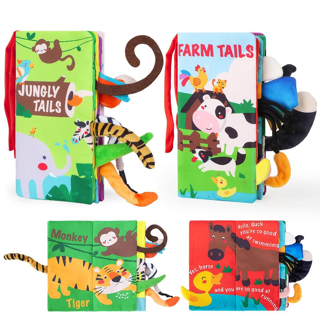 Beiens Cloth Picture Baby Washable Series 3D Activity Cloth Picture Book for Toddlers Finger Teething Stroller Educational Baby Set of 2 Book, Toy,