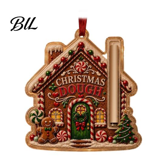 Money Gift Card Holders for Christmas 2D Acrylic Cash Holder Ornament, Hanging Family Xmas Tree Decor, Reusable Pocket Keepsake Holiday Party