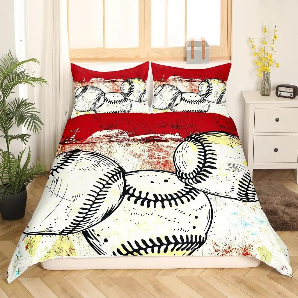 Tennis Bedding Set Full Size Sports Theme Comforter Cover Tennis Lover Duvet Cover Ball Games Yellow Black White Quilt Cover