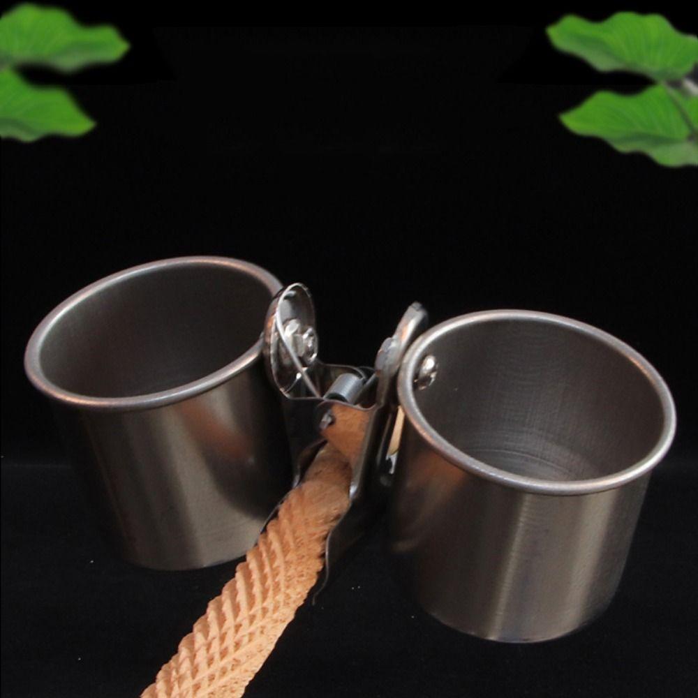 Detachable Bird Food Container Stainless Steel Parrot Food Holder Cage Feed Equipment