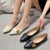 Модные модные металлические украшения женская обувь 2024 осень новые остроносые туфли на плоской подошве удобные повседневные туфли с неглубоким носком для женщин Zapatos