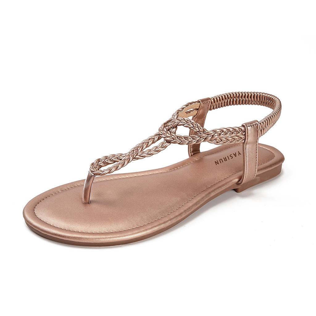 Bohemian Summer New Woven Casual Pinch Casual Seaside Vacation Flat Roman Sandals
