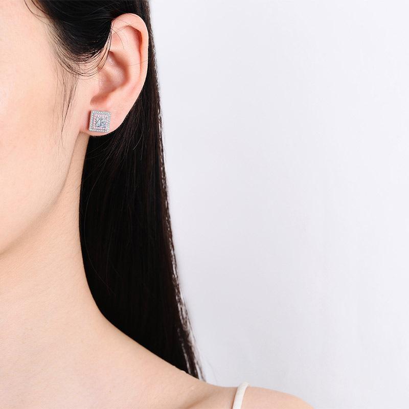Новые серьги из серебра 925 пробы, кубики сахара, серьги с муассанитом, темпераментные и сладкие серьги