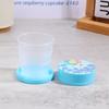 100Ml Folding Cup With Lid Portable Reusable Plastic Water Cup Cartoon Collapsible Mouthwash Cup Travel Outdoor Drinking Cup