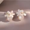 Корейские модные элегантные серьги-гвоздики с опаловым цветком для женщин, блестящие цирконовые кристаллы, ювелирные изделия для свадебной вечеринки, подарок