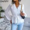 Women's Fashion Casual Solid Color Print Summer Spring Long Sleeve V-Neck Pullovers & Long Sleeves