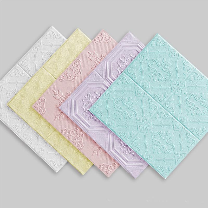 10 Pcs Self Adhesive 3D Panel Moisture Resistant Wall Stickers for Bedroom Living Room Bathroom Kitchen Wall Decor