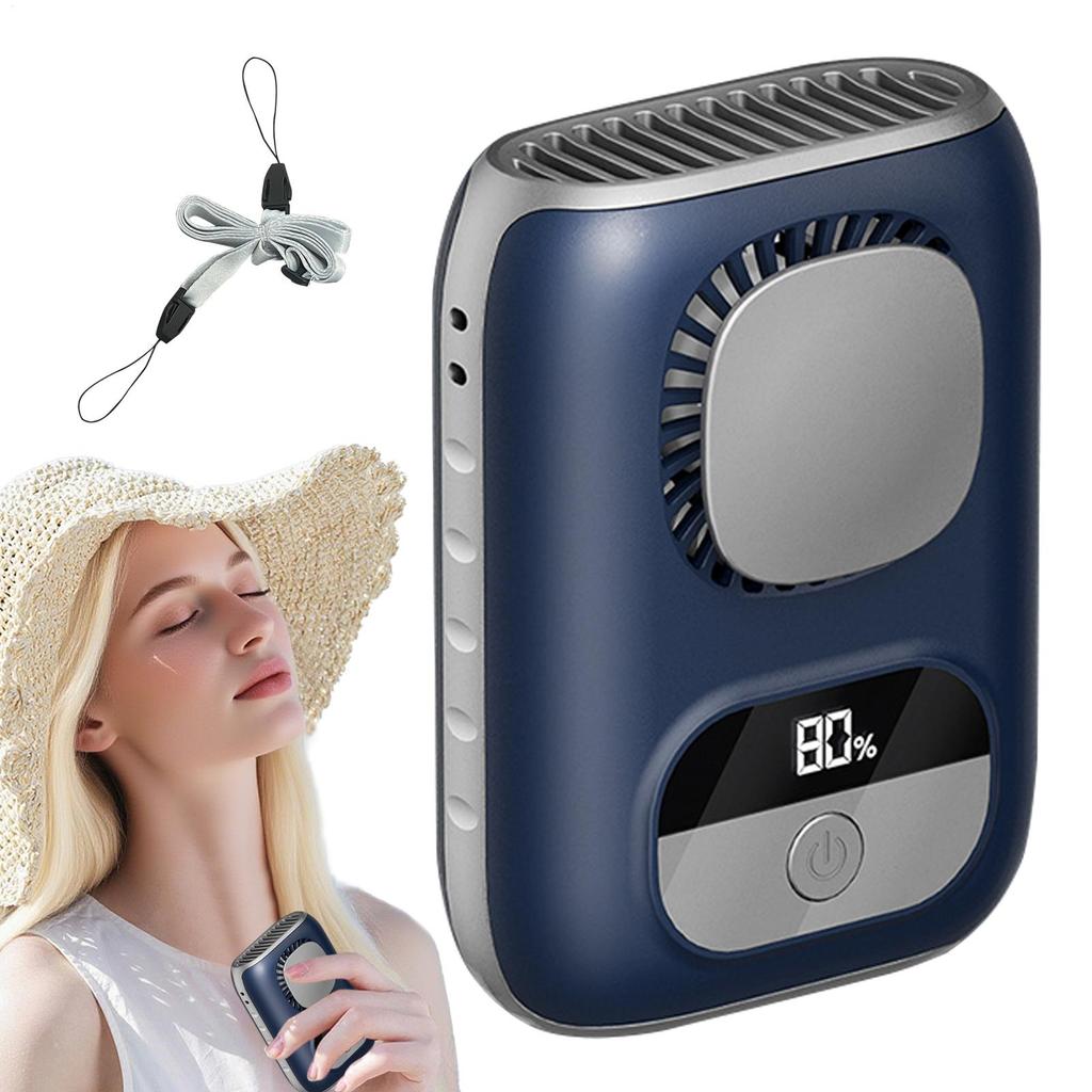 3CM Thin Tiny Portable Waist Fan 4000mAh Clip On Personal Neck Fan LED 12H Working 5 Speeds 10500RPM Strong Airflow with Lanyard