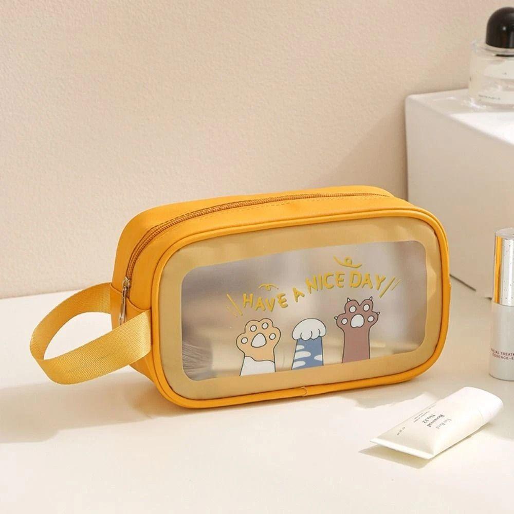 PVC Cartoon Cosmetic Bag Translucent Large Capacity Toiletry Storage Bag Waterproof Swimming Beach Bag Travel Makeup Bag