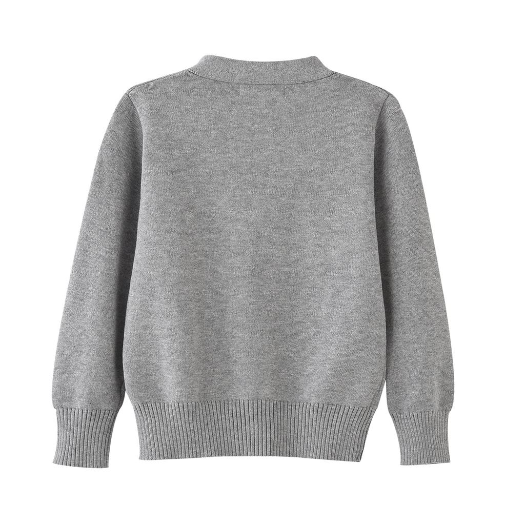 Детский вязаный хлопковый кардиган с длинным рукавом для школы, простой школьный свитер с V-образным вырезом для мальчиков, пальто, размер L, размер 140, Chéris