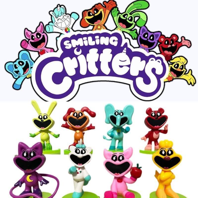 Очаровательные фигурки животных с улыбками 8-9 см, топперы для торта, набор из 8 штук, 3D-модели