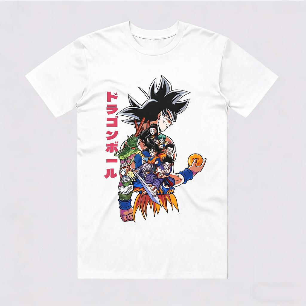 2026 Summer Dragon Ball Goku Full Form Ensemble 100 Cotton Printed Loose TShirt for Unisex and Women Parental Use Y2k