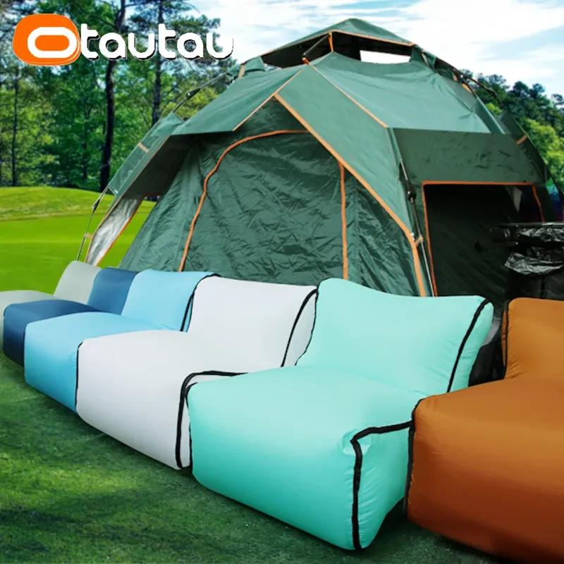 OTAUTAU Outdoor Small Portable Inflatable Chair Camping Ottoman Stool Sports Space Saving Furniture Frameless Adults Kids SF108