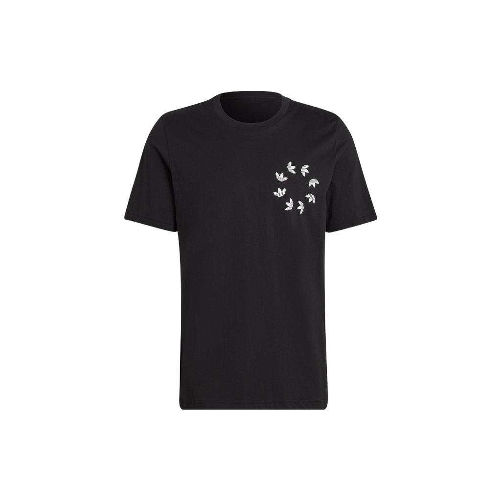 Adidas Оригинальная серия Clover с логотипом и принтом, спортивная футболка с круглым вырезом и короткими рукавами, мужские топы, черные HC4487