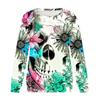 Женская толстовка с капюшоном с 3D-принтом на Хэллоуин и длинными рукавами, свободная толстовка с круглым вырезом на осень/зиму