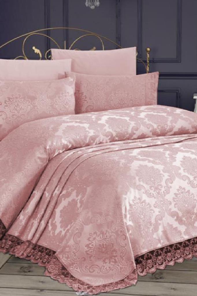 Kure Комплект покрывала 2шт, Покрывало 180х250, Наволочка 50х70, Один размер, Хлопковый Сатин, Пудра