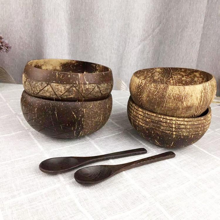 Миска из кокосовой скорлупы для овсянки, салатов, смузи и легкой пищи