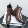 Роскошные брендовые мужские формальные ботинки с боковой молнией в британском стиле, высокие кожаные ботильоны для мужчин, ботинки челси, повседневная модельная обувь