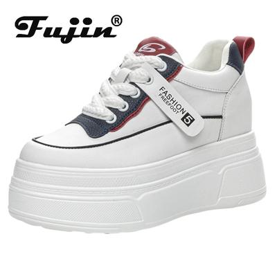 8,5 см кожаные кроссовки из микрофибры на танкетке, модные массивные кроссовки, белые повседневные удобные весенне-осенние туфли для скейтборда на толстой подошве