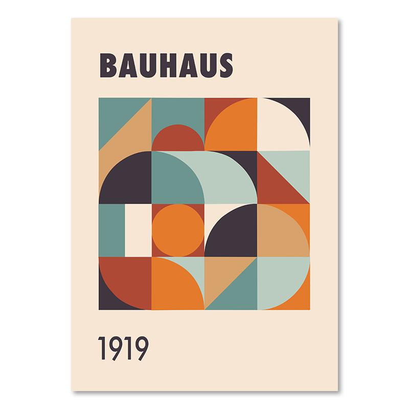 Abstract Bauhaus Geometry Posters Modern 1919 Mid Century Canvas Paintings Wall Art Pictures Prints for Living Room Home Decor