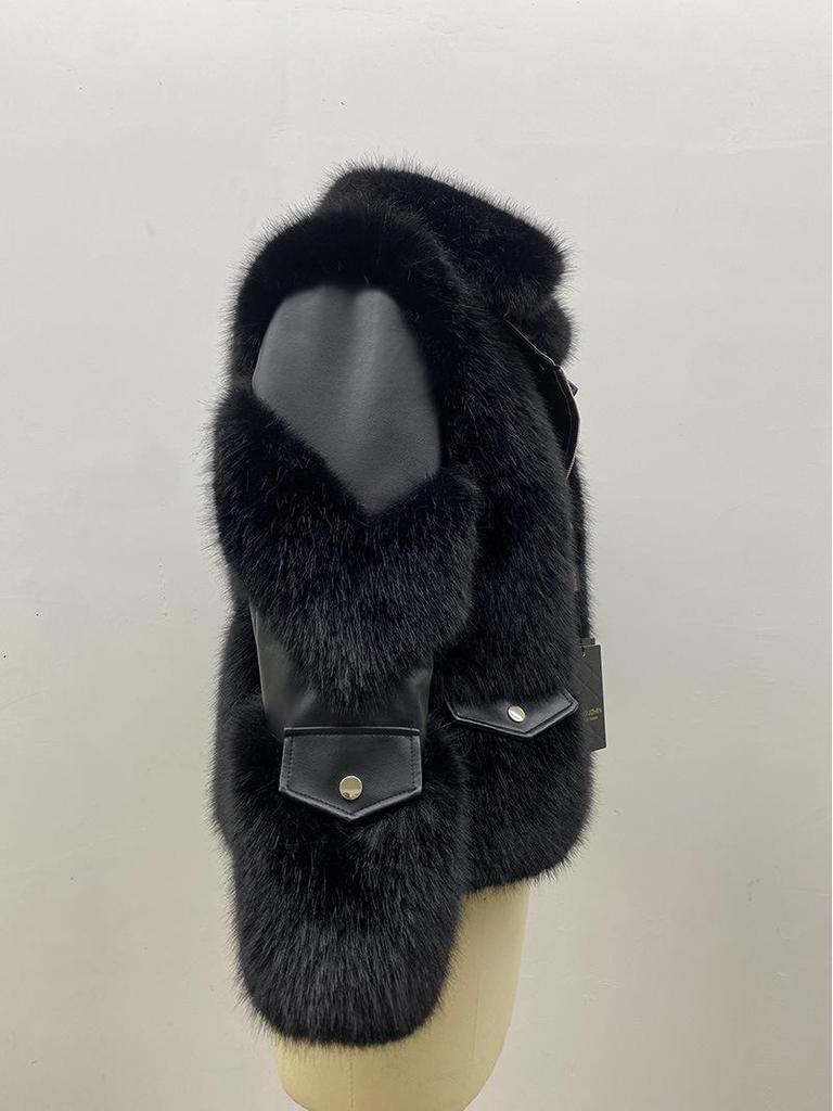 Высококачественная женская свободная стеганая шуба из искусственного меха лисы