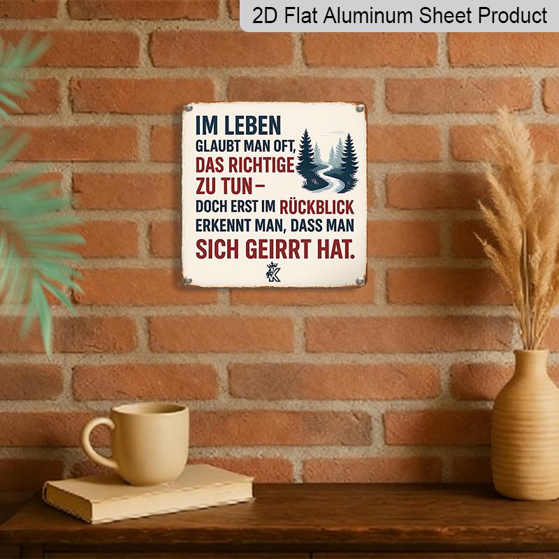 2D Flat 1pc, Vintage Life Quotes Theme Metal Aluminum Decorative Plaques, Nostalgic Philosophical Style, Perfect for Study, Office, Bedroom, and Cafe