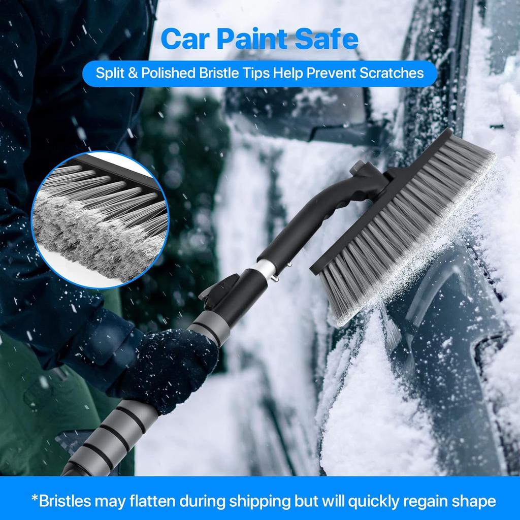 35.4" Ice Scrapers For Car Windshield, Extendable Snow Brush For Car With Foam Grip, Snow Scraper For SUV Truck - Gray