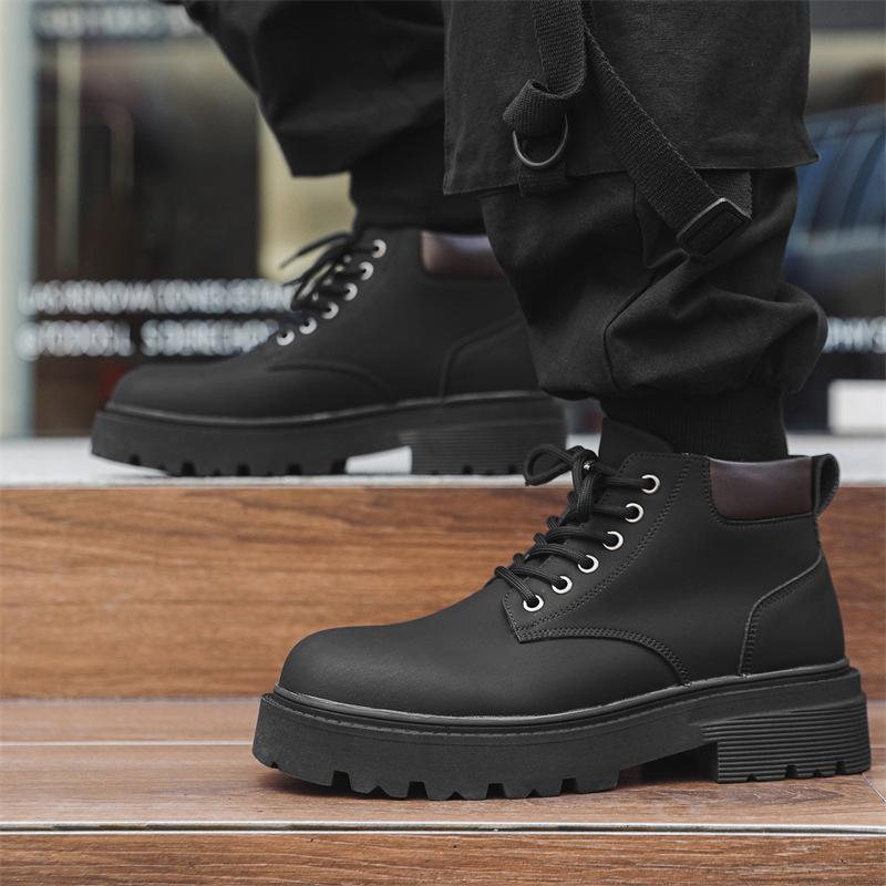 Ботинки Мартин мужские осенние в британском стиле ретро ботинки из ревеня увеличивающие рост повседневные на толстой подошве высокие берцы рабочие ботинки 66591-J