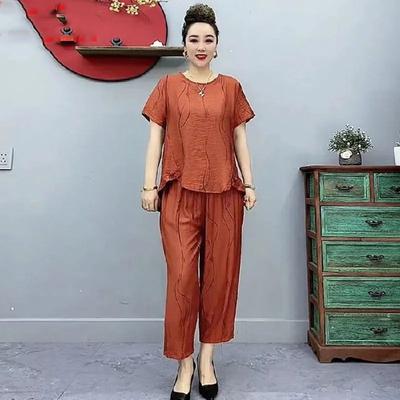 Женские летние костюмы свободного кроя, футболки с коротким рукавом в зарубежном стиле, модная повседневная одежда для мам