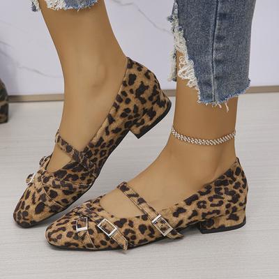 Обувь на весну и осень Туфли на высоком каблуке Туфли с квадратным носком Туфли на толстом каблуке Туфли с неглубоким носком Повседневные Туфли больших размеров Женская обувь