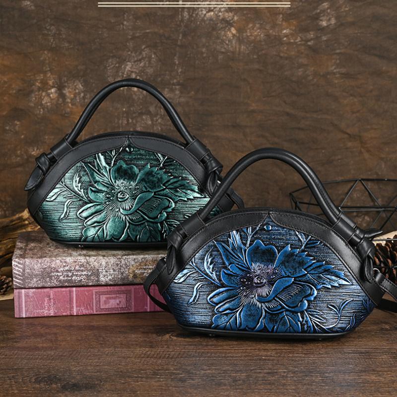 Johnature Ретро-сумка ручной работы из натуральной кожи с тиснением, женская сумка, универсальные сумки из воловьей кожи на плечо и через плечо