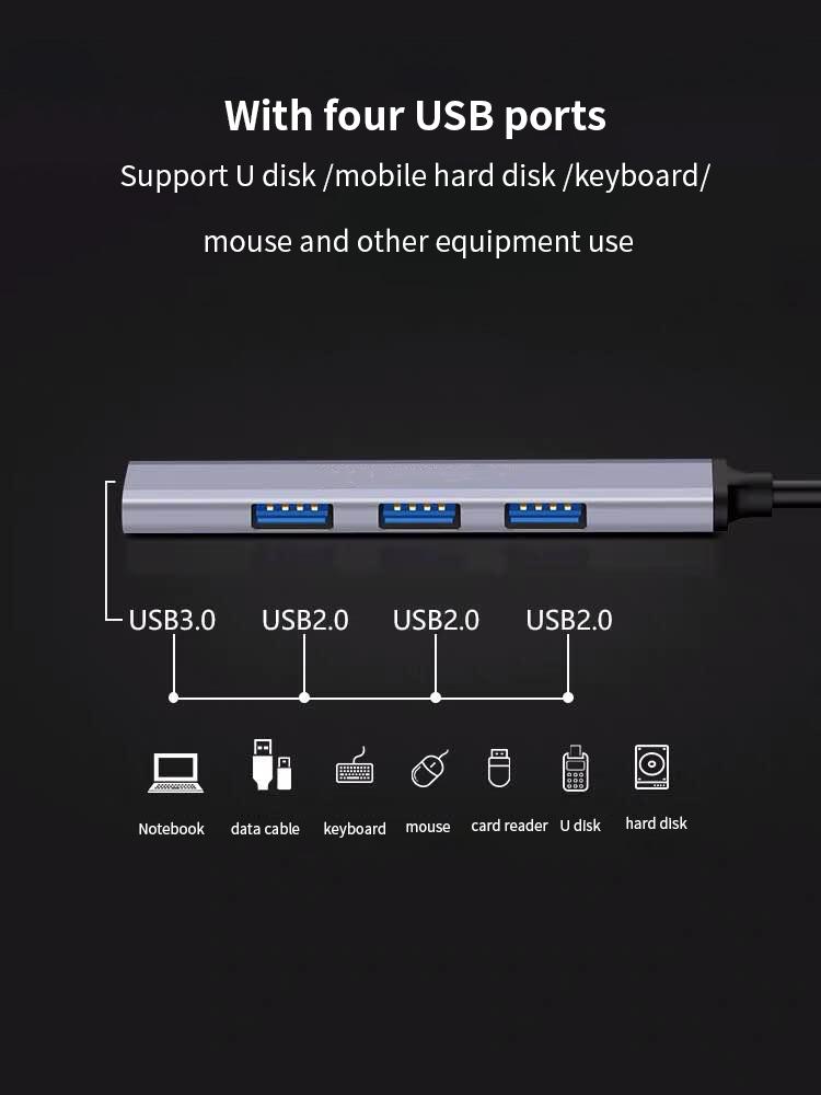 Расширения мини-USB-концентратора, 4-портовый USB-концентратор 3.0, концентратор 2.0, USB-адаптер, станция, ультратонкий портативный концентратор данных, USB-разветвитель